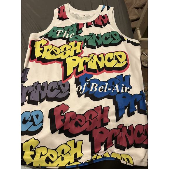 Fresh Prince of Bel-Air Graffiti #14 Will Smith Basketball Jersey Sewn In Number - Picture 1 of 4